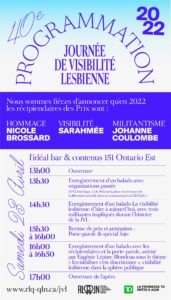 Programmation de la Journée de la Visibilité Lesbienne 2022